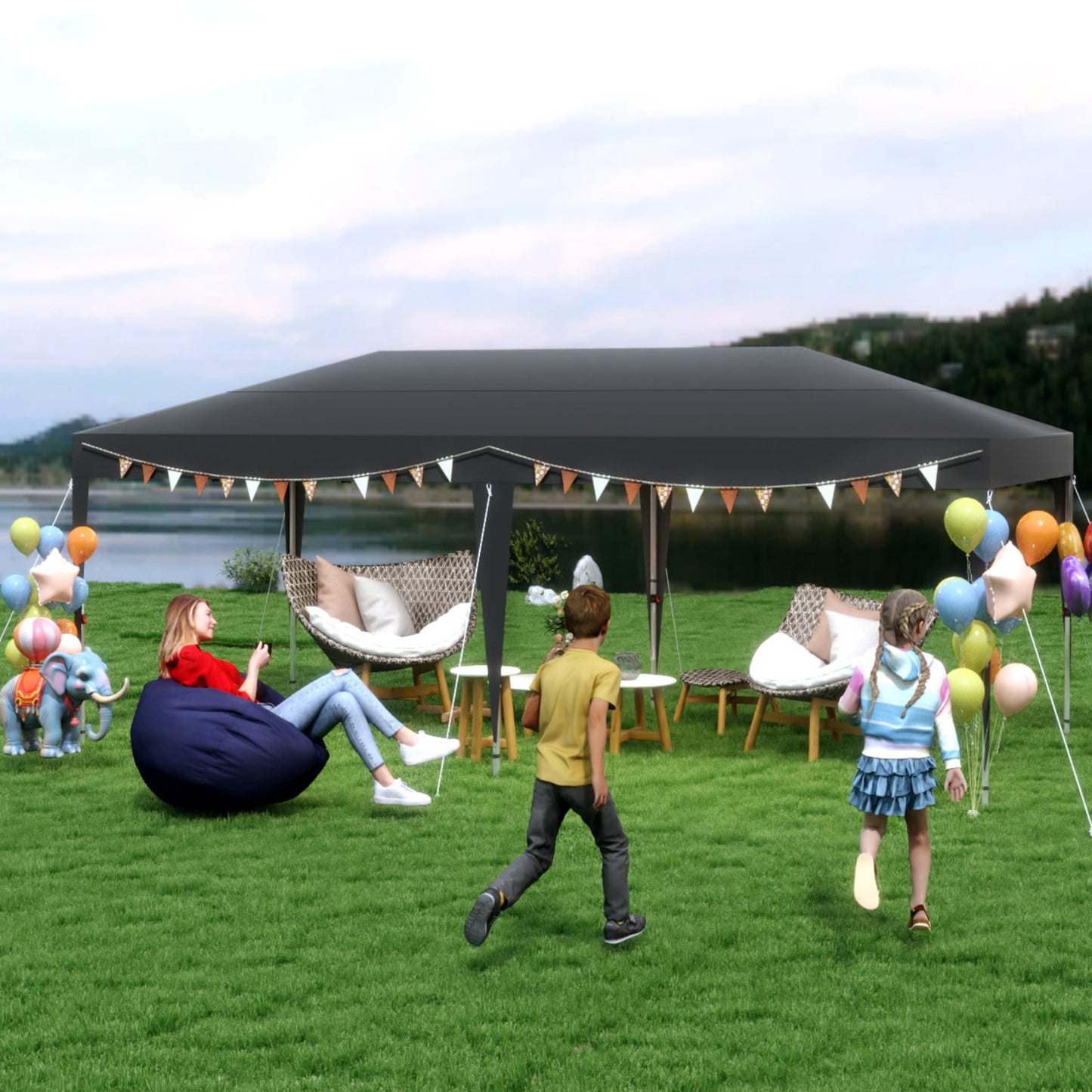 Vouwtent – Partytent – Paviljoen – Tuin Tent – Evenemententent – 3x6 Meter – UV-Bescherming & Windbestendig – Waterafstotend Polyester & Aluminium Frame - Antraciet