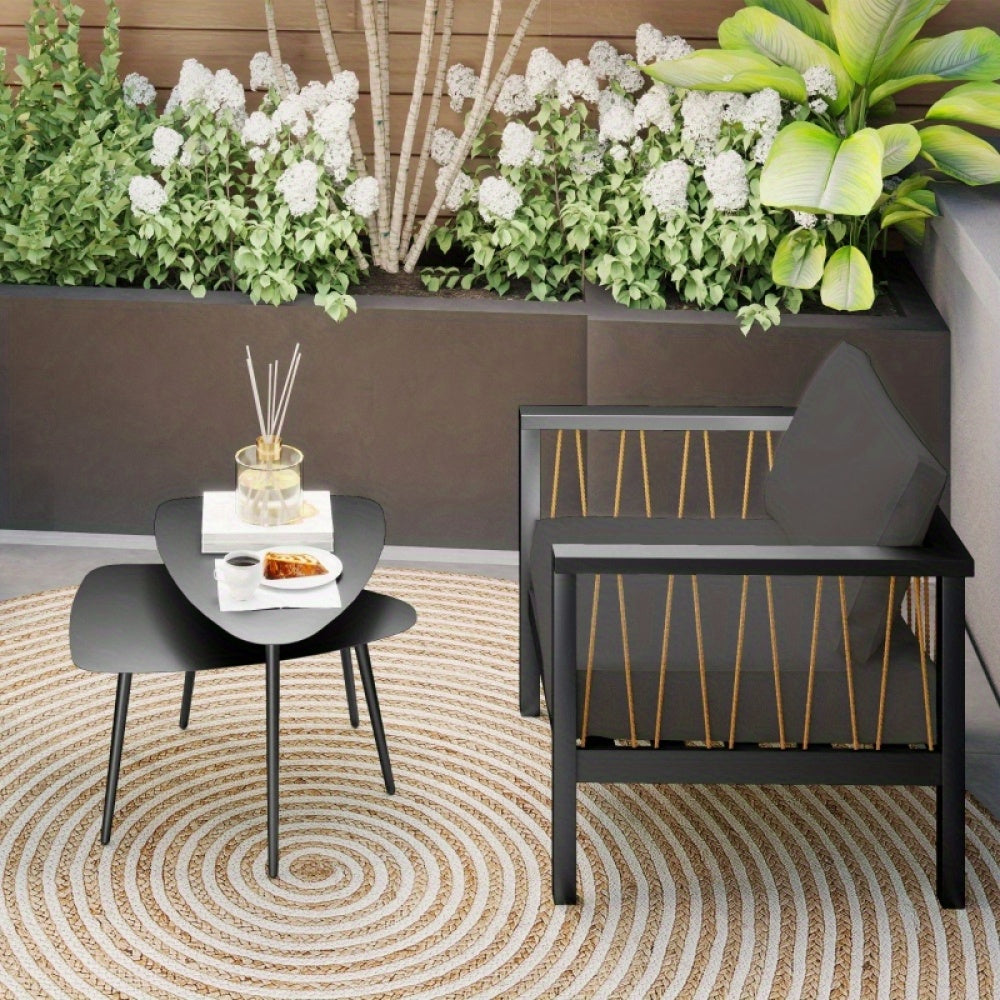Buiten Tafel – Bijzettafel – Tuin Tafeltje – Balkon Tafel – Zwarte Metalen Tafels – Weerbestendig – Verstelbare Voetjes