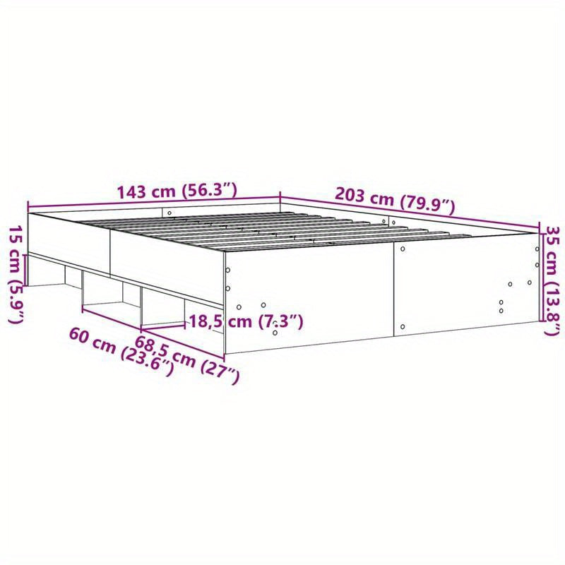 Modern Minimalist White Bed Frame - Extra Large European King Size (140x200cm), Heavy-Duty Hardwood Construction, Easy Assembly, Sturdy & Space-Efficient Design for Master Bedrooms & Guest Rooms - Durable Modern Furniture, Be