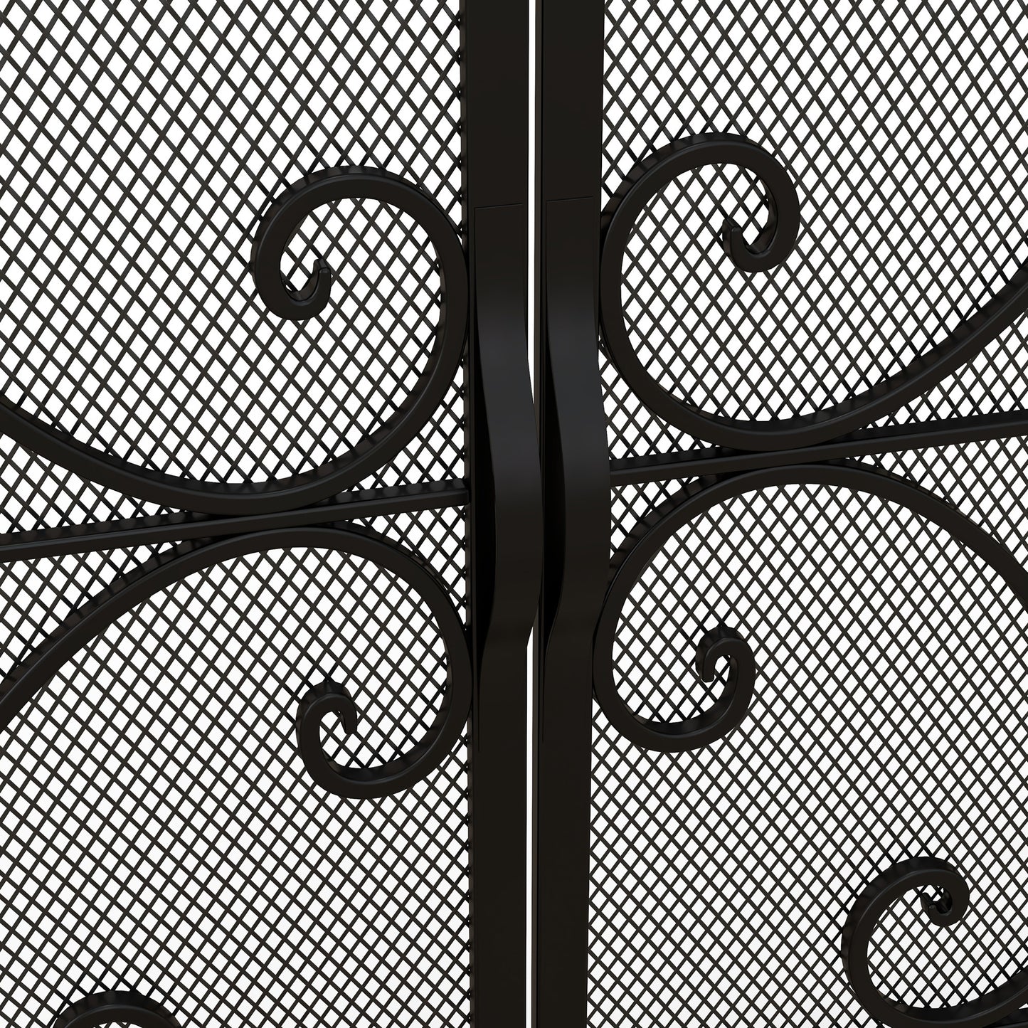Vonkenscherm – Haardafscherming – Open Haard Scherm – Vuurbeveiliging – Haardbescherming – Zwart Metalen Frame – Dubbele Deuren Met Magneetsluiting – 105x40x80,5 cm