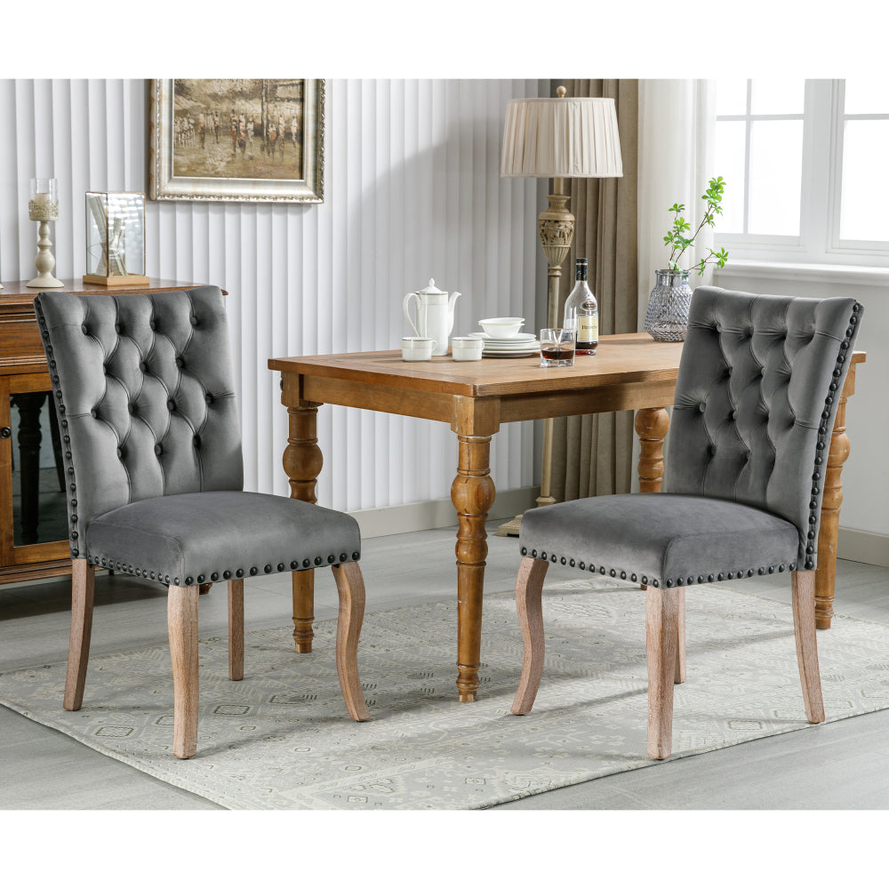 Eetkamerstoel – Dinerstoel – Keukenstoel – Woonkamerstoel – Stoel Met Deurklopper – Set Van 2 – Velvet Bekleding – Stevig Frame