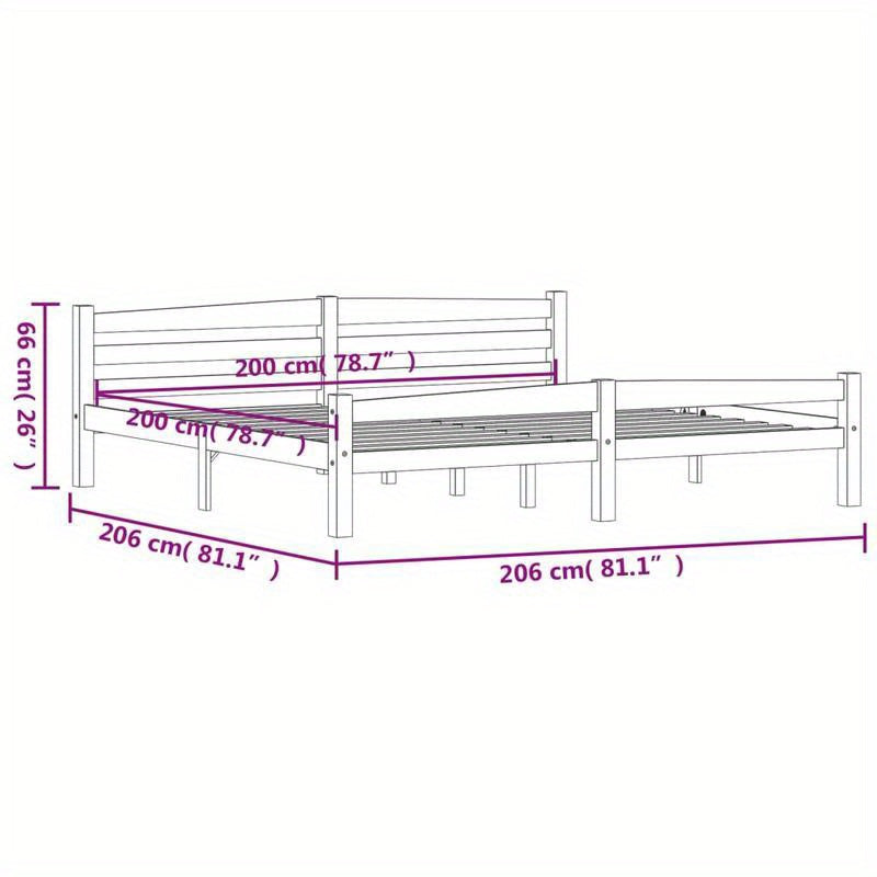 Bed Frame Without Materasso Bianco 200x200cm Wood Massello Pino Removable and durable