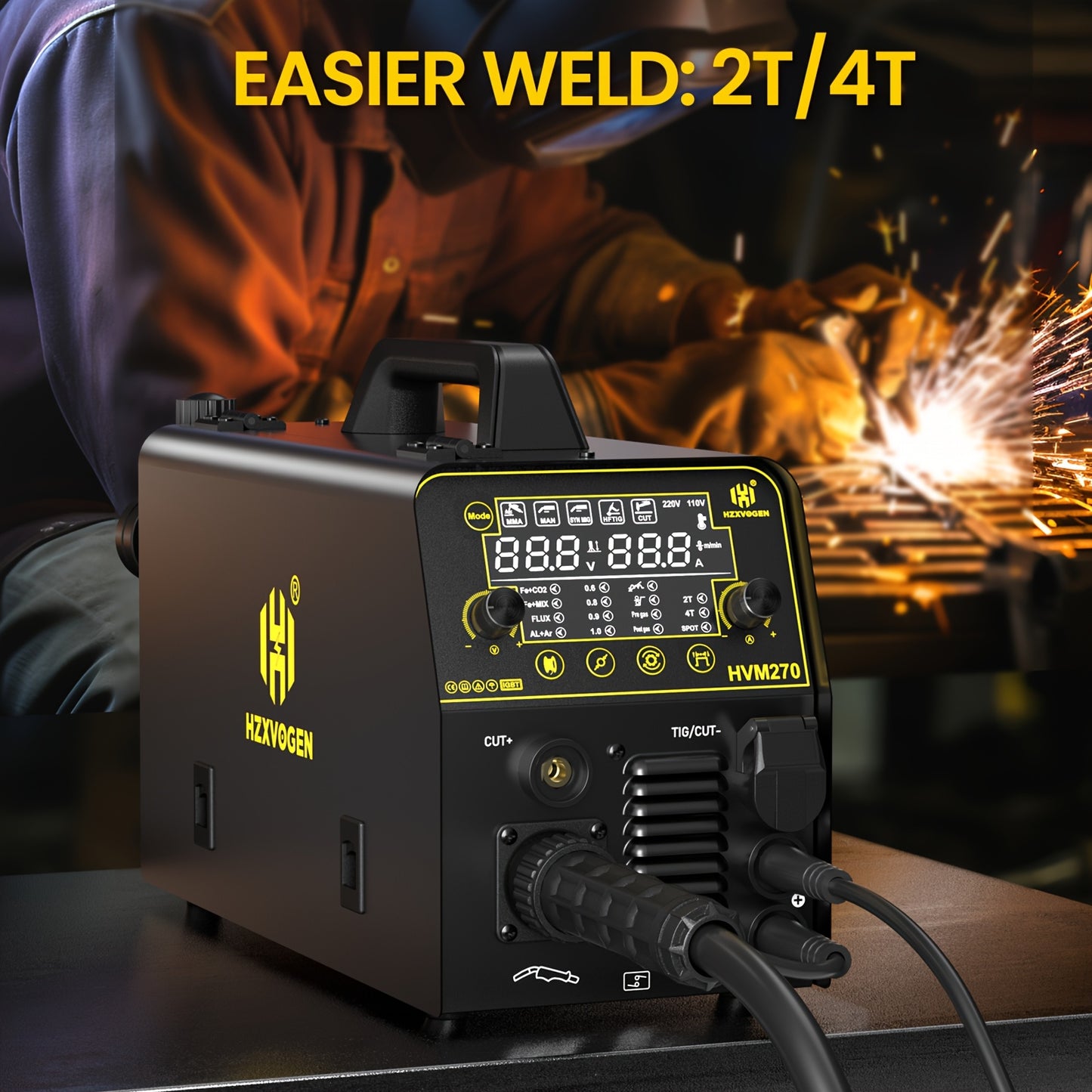 Lasmachine – Lasmachine 4-in-1 – Snijmachine – Gasbeschermd Lassen – Zelfbeschermend Lassen – Digitaal Display – 220V Europese Stekker – Mat Zwart Design
