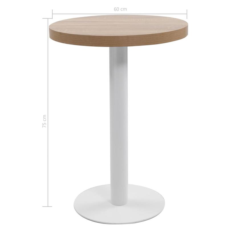 Bistrotically light brown 60cm MDF This bistro-style table is stylish and will be the focal point of your decor. It can also be used as a dining table. Practical and durable, it cleans easily with a damp cloth., Bistro Table,