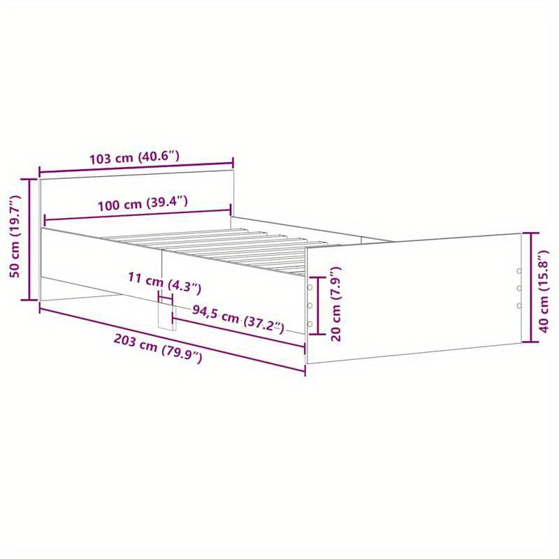 Bedframe Oak – Bedframe 100x200 – Eenpersoonsbed – Ledikant – Jongenskamerbed – Massief Hout – Modern Minimalistisch – Eenvoudige Montage – Duurzaam Natuurlijk Design