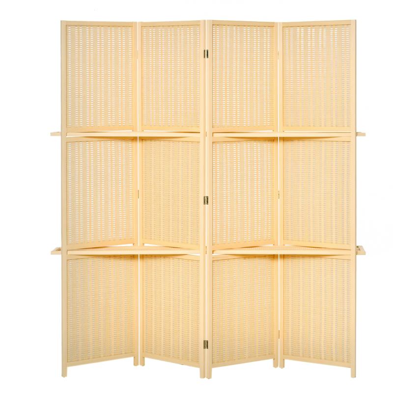 Kamerscherm – Roomdivider – Scheidingswand – Paravent – Kamerscheiding – Bamboe – 2 Planken – Opvouwbaar – Voetbeschermers – Natuurlijk Design
