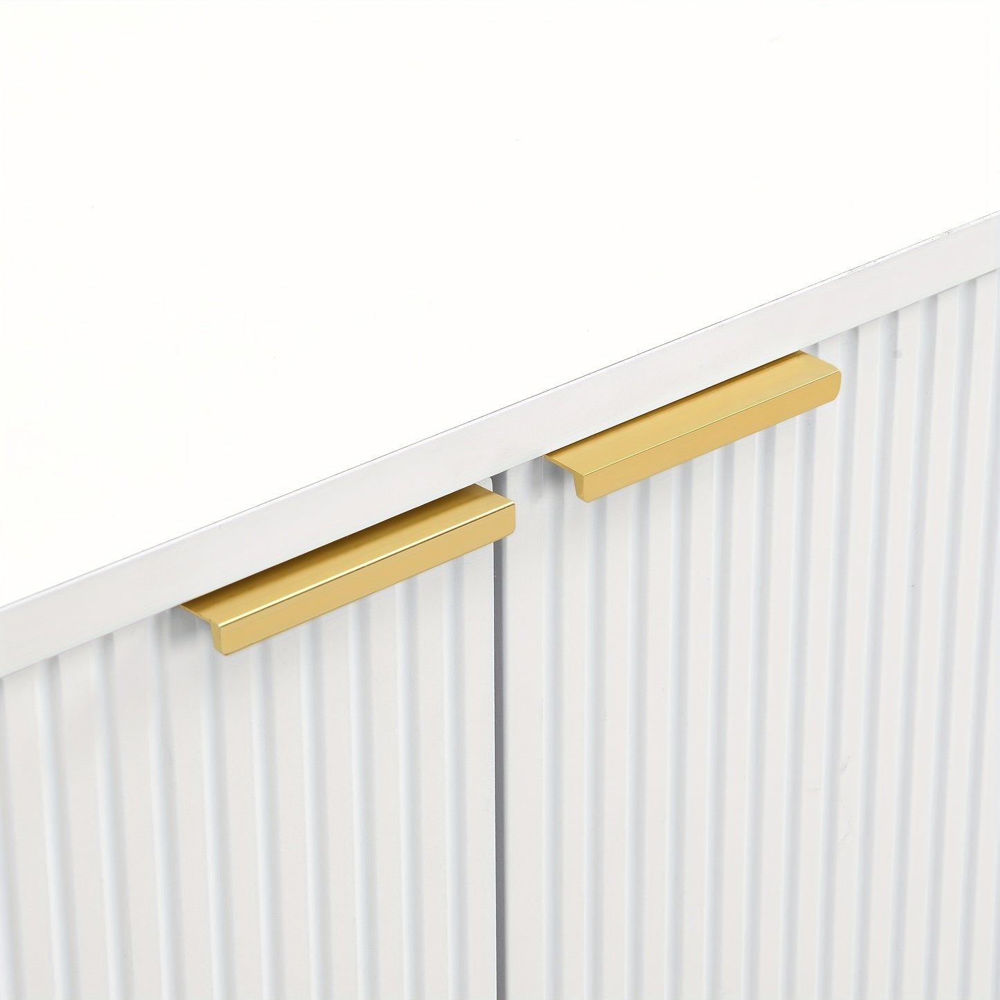 Dressoir – Buffetkast – Opbergkast – Ladekast – Woonkamerkast – Wit Met Gouden Accenten – Massief Hout – Met Deuren En Laden