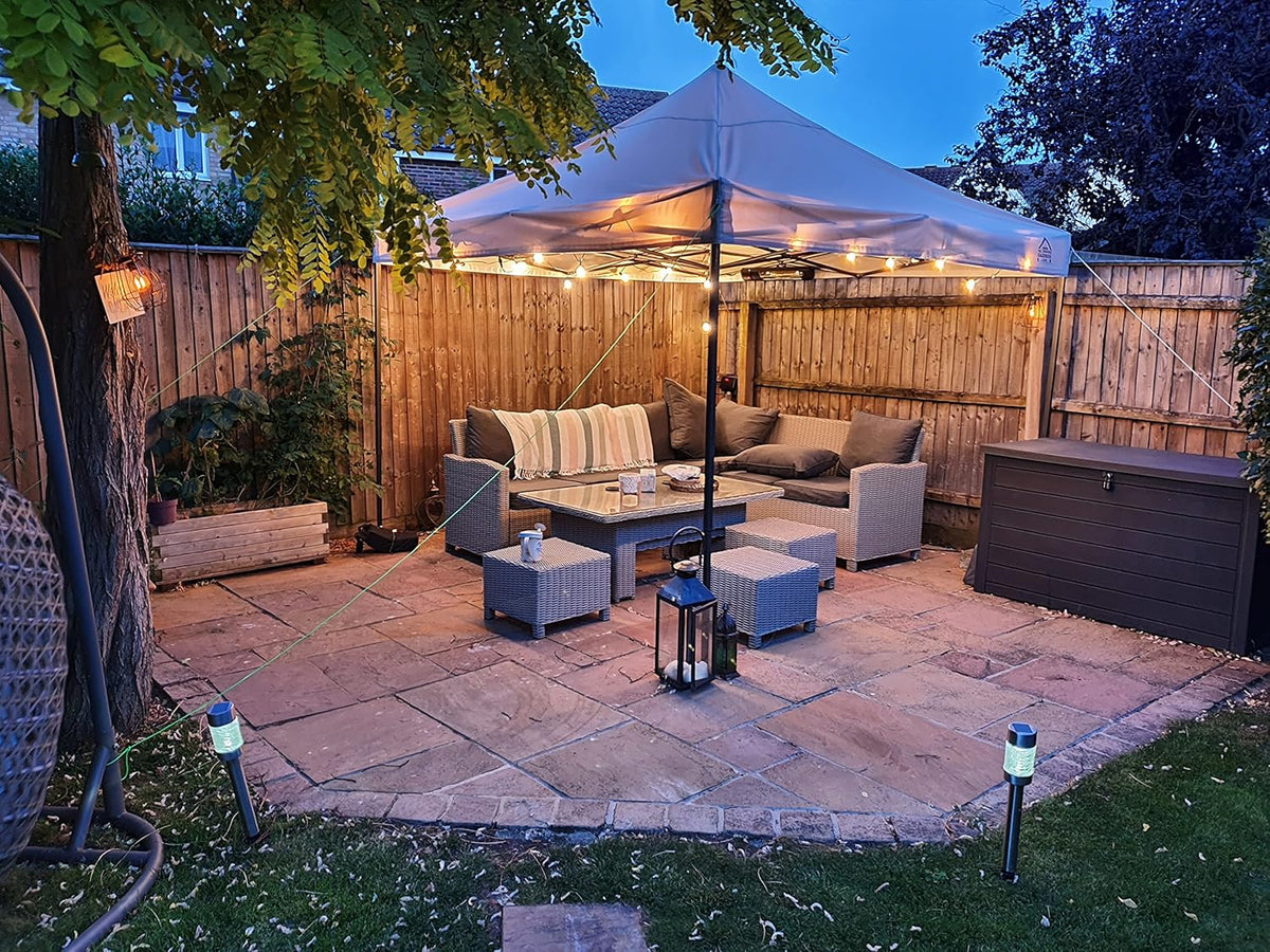 All Seasons Gazebos Duurzaam vouwpaviljoen en voortent, volledig waterdicht, hoogwaardig, voor een snelle opbouw, 3 x 3 m verkrijgbaar (beige)