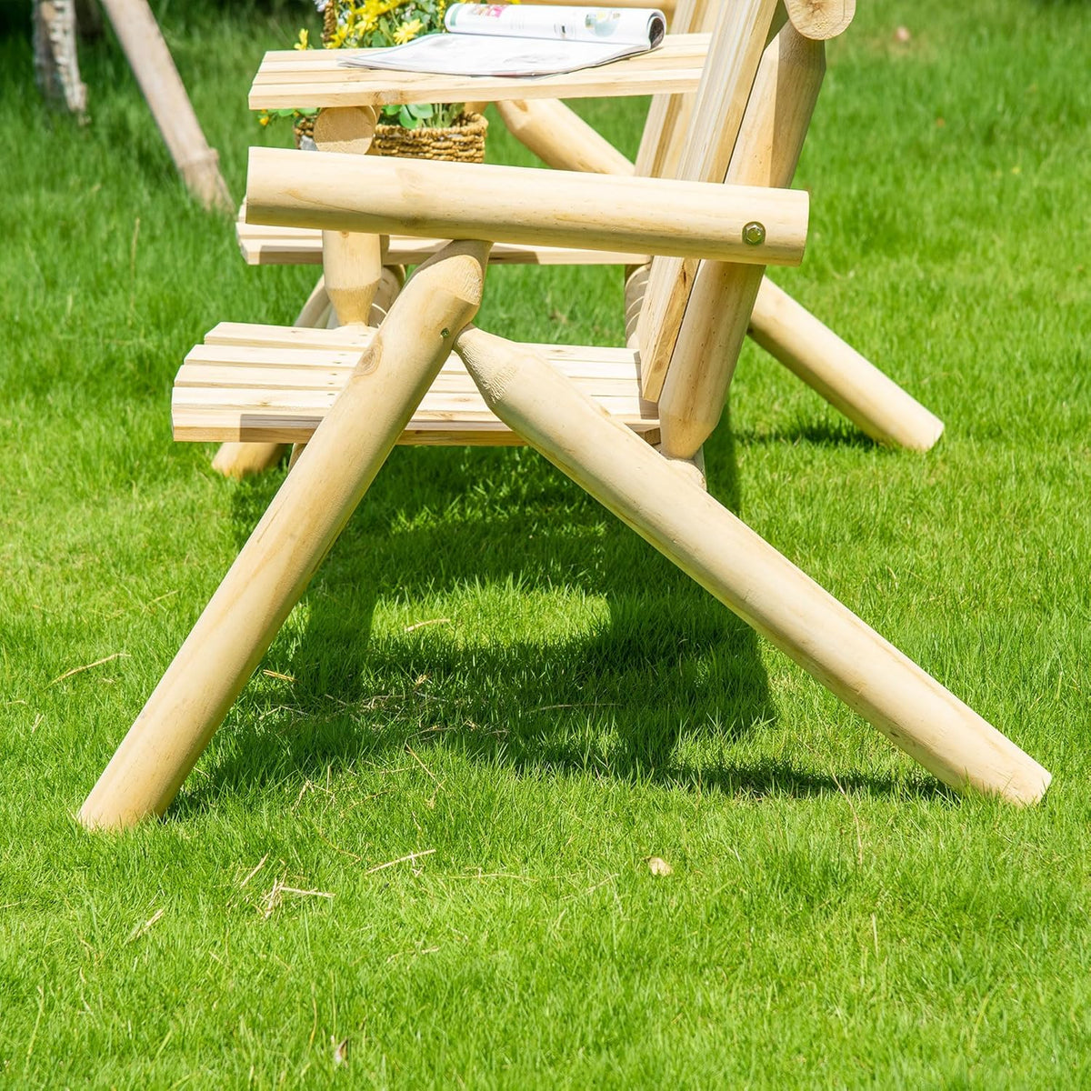 Outsunny Garden Bench with Table, Garden Furniture, Sofa, 2 Chairs, Solid Wood, Natural, 157 x 88 x 103 cm - QUORE