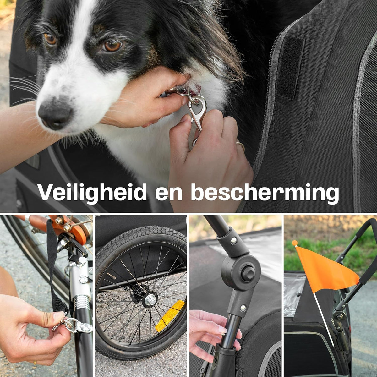 Hondenfietskar - Hondenkar - Opvouwbaar - Voor Kleine en Grote honden - max. 30kg - 2-in-1 Hondenfietskar voor Fiets naar Hondenbuggy - Geschikt voor E-Bikes en Normale Fietsen