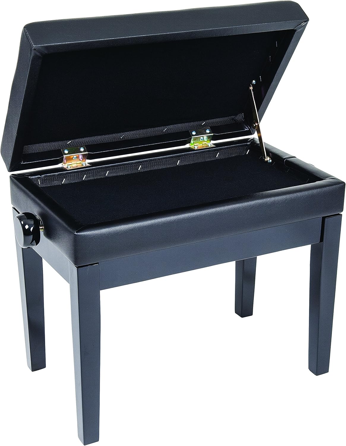 Kinsman KPB10BK Deluxe verstelbare pianobank-met opbergruimte-zwart
