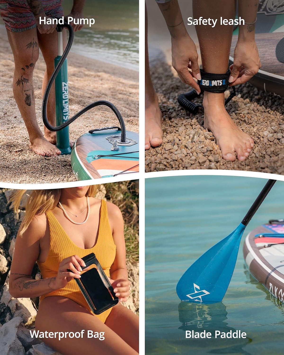 ZLX Opblaasbare SUP 10'6" Paddleboard voor Volwassenen – Antislip Stabiel Deck, Unieke Middenvin, Inclusief Premium Accessoires, Geschikt voor Beginners en Gevorderden
