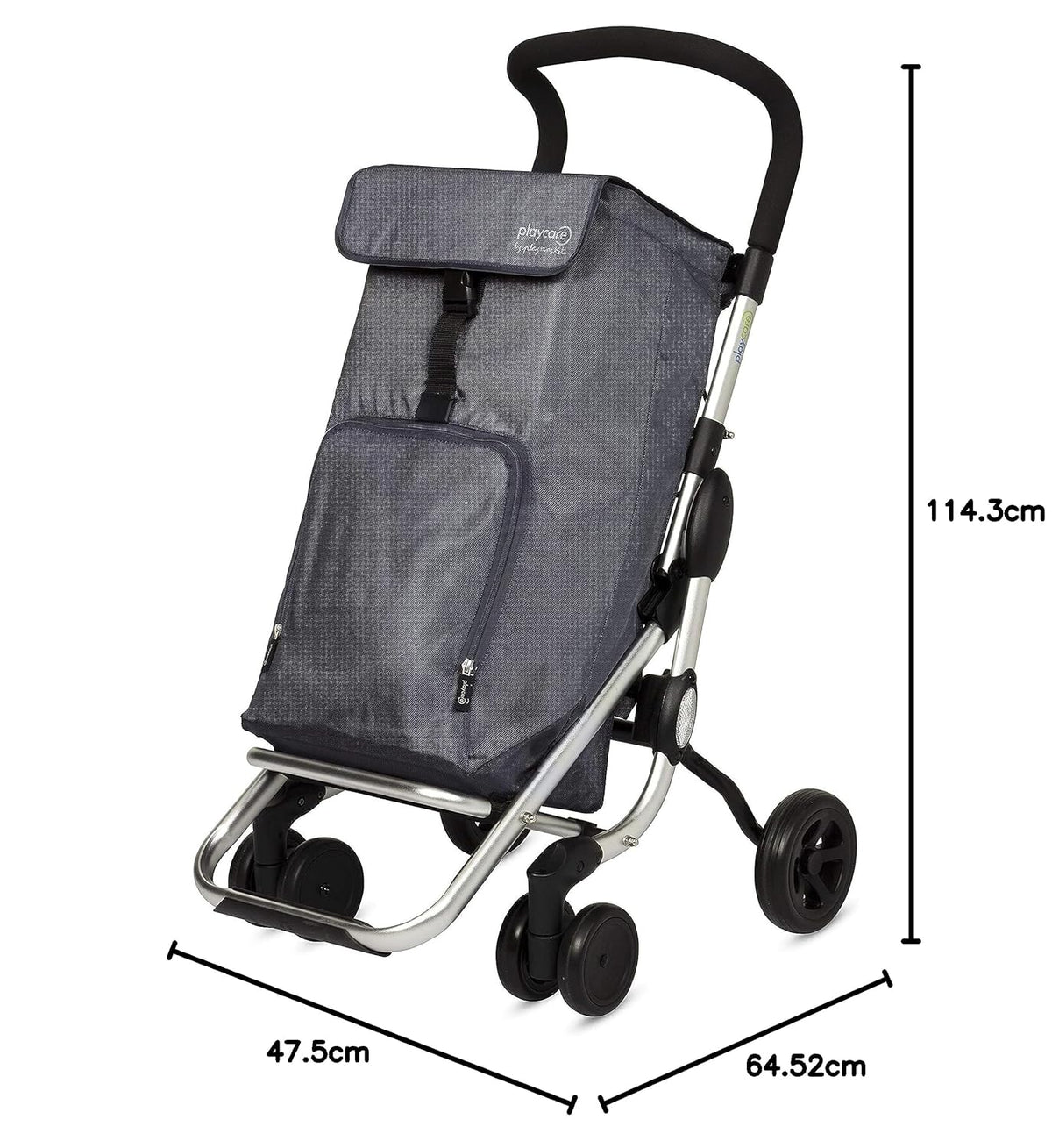 Playmarket Playcare Boodschappentrolley, opvouwbaar, met zwenkwielen, Marengo, grijs
