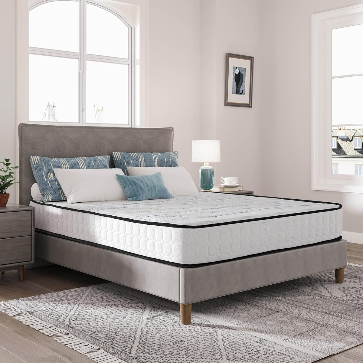 Ego Home Pocketveringmatras, 140 x 200 cm, hoogte 22 cm, ergonomisch, 7 zones, pocketveringmatras met comfortschuim en microvezelovertrek, hardheidsgraad H3 matras, Oeko-Tex-gecertificeerd
