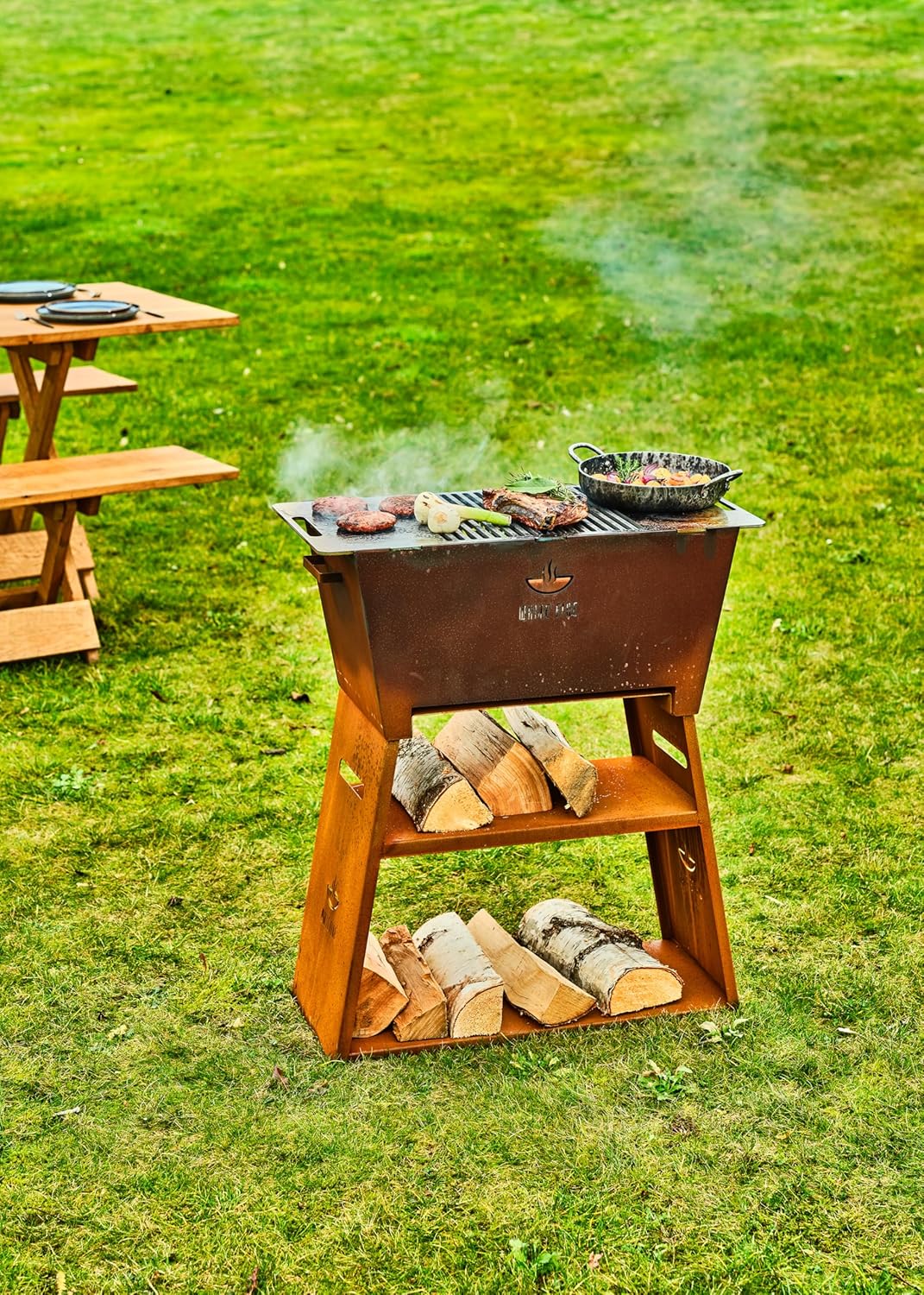 White Fire Grill van Corten Urban staal, 70 x 35 x 30 cm