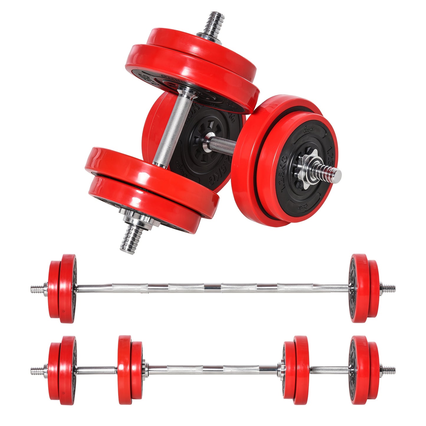 Dumbbell Set 20kg S 2in 1 Adjustable Dumbbell And Barbell Red And Black Suitable for Home Gym And Muscle Training 21.5 X 21.5 X 3.8cm, Fullbody Exercise