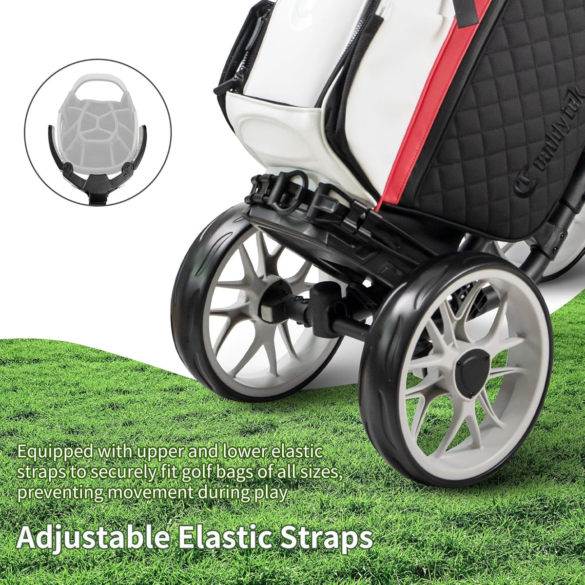 CaddyTek Golfwagen met 4 wielen - Caddycruiser One Version 8 1-Click opvouwbare trolley - lichtgewicht, compacte trekwagen, gemakkelijk te openen