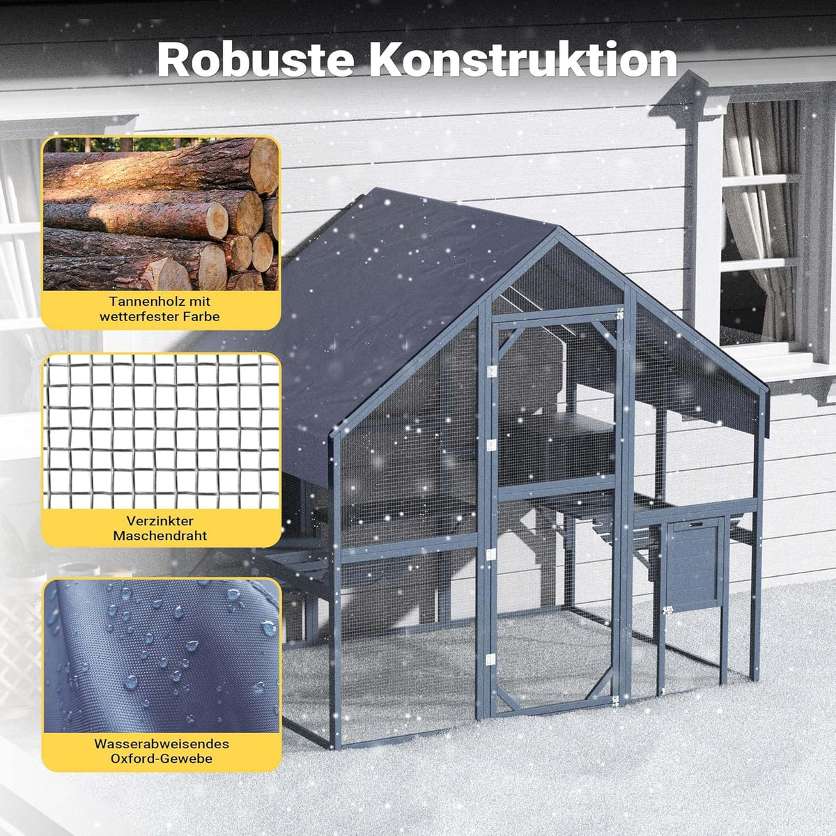 Wiltec kattenren 140 x 187 x 187 cm, buitenverblijf voor katten, speelkooi van dennenhout, kattenkooi voor speelruimte voor katten en huisdieren, kattenvolière met waterdicht dak
