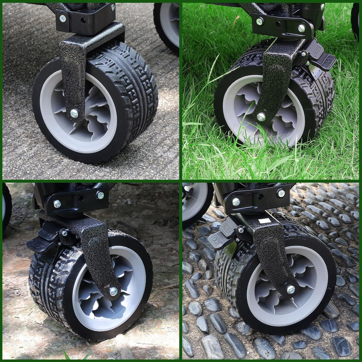GXCROR Opvouwbare wagen Heavy Duty opvouwbare trolley strandwagen tuinwagen met 200 kg draagvermogen, tuinwagen voor kamperen, winkelen, tuinieren, bijeenkomsten, picknicks, enz. (zwart)