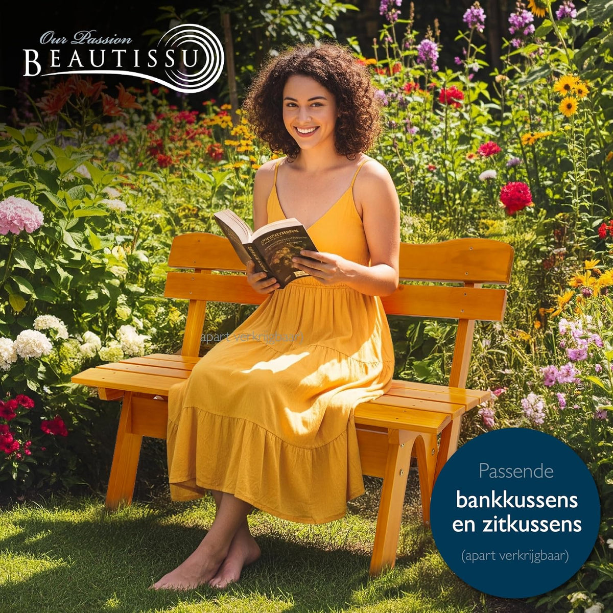 Beautissu Houten Tuinbank Weerbestendig 2 Personen 120 cm breed β Massief Hout Gelakt β Duurzaam Robuust Tuinbank Hout voor Balkon Terras Serre of Tuin β RD