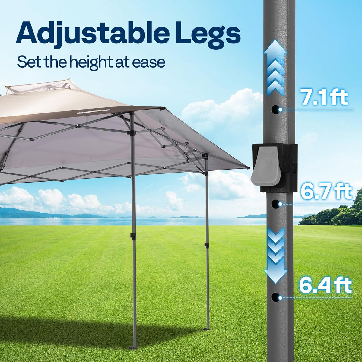VIVOHOME Luifeltent 4x4m Buitenschuilplaats 2 Laags Dak met Draagbare Wieldraagtas en 4 Zandzakken Opvouwbaar voor Patio Tuin Achtertuin