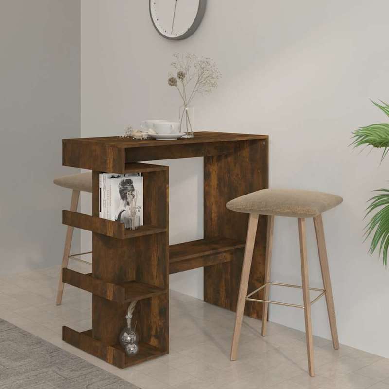 Bartafel – Bar Tafel – Statafel – Keukentafel – Eettafel – Industrieel Design – Gerookt Eiken Hout – Ruimtebesparend 100x50x101,5 cm