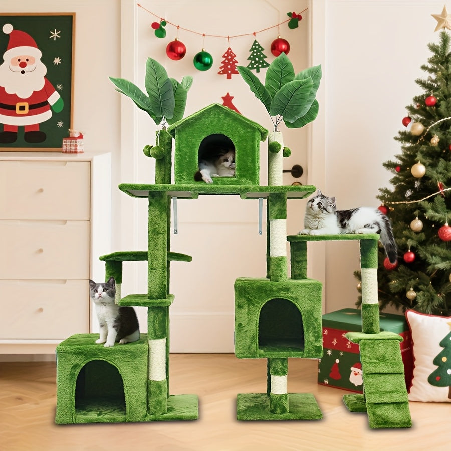 Kattenklimtoren – Kattenboom – Krabpaal – Speeltoren – Klimmeubel – Hoog 149,86 cm – Duurzaam Houten Frame – Zachte Bekleding