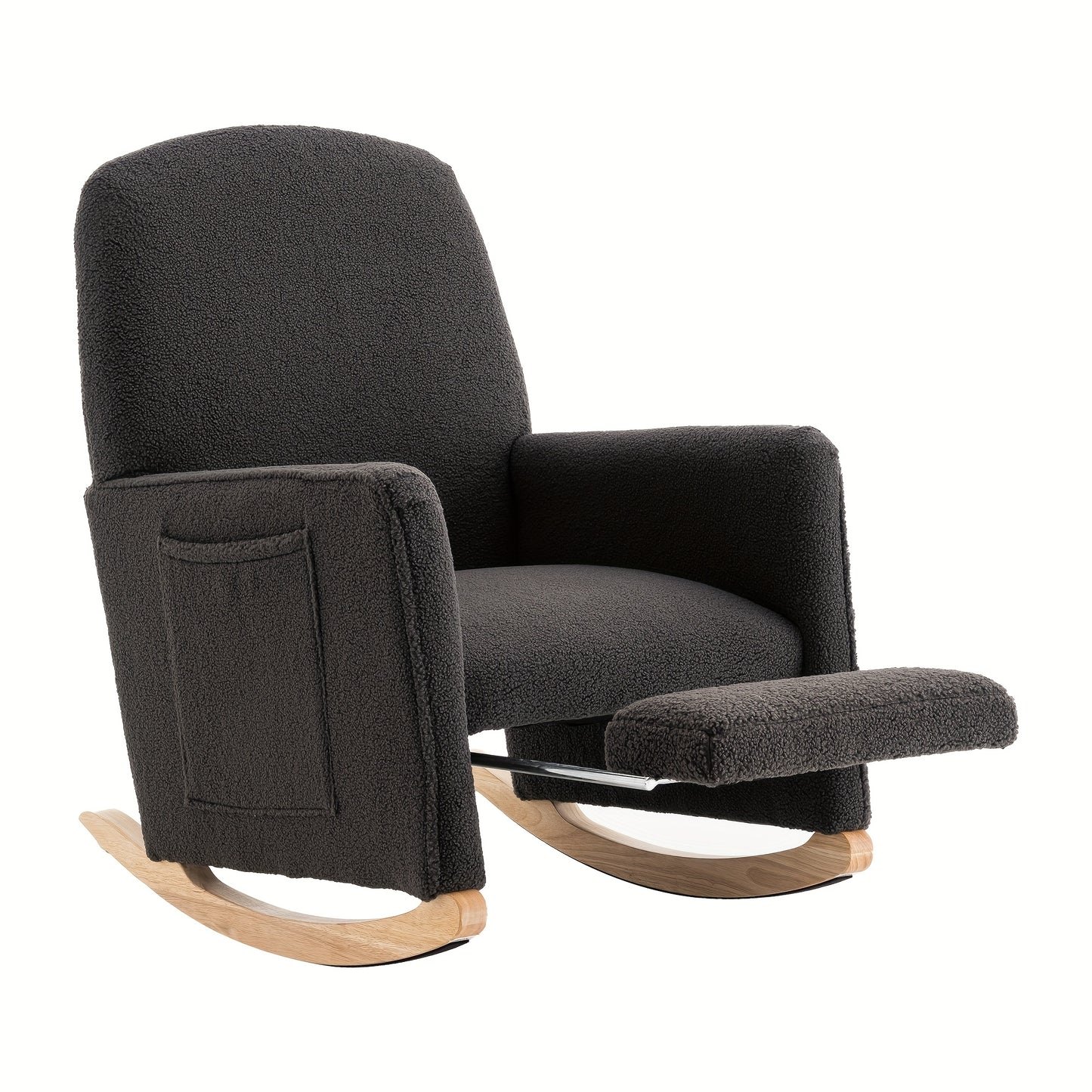 Schommelstoel – Relaxfauteuil – Loungestoel – Voedingsstoel – Fauteuil – Hoogwaardige Teddy Stof – Inclusief Voetenbankje