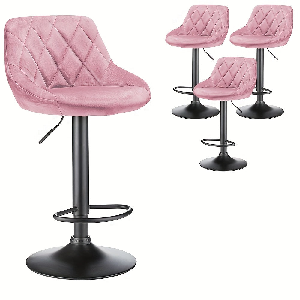 Barstoel – Barkruk – Barstoelkruk – Keukenkruk – Draaibare Barkruk – Verstelbare Hoogte – Velvet Bekleding – Set Van 4