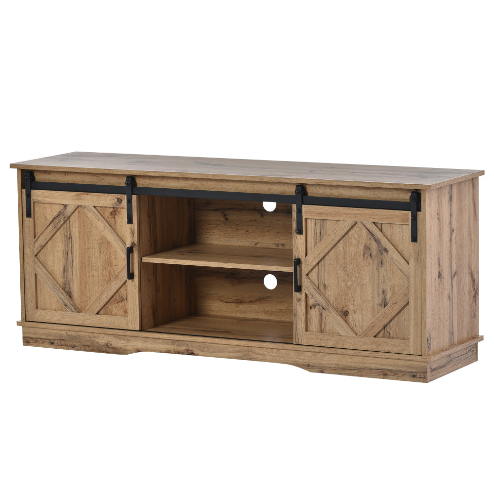 Large TV Cabinet TV Stand Sideboard Entertainment Center | Features two classic sliding doors, Adjustable shelves, Suitable for living room/dining room, Rustic style/modern design, Dimensions: 150*40*60cm, Antique brown, Meta