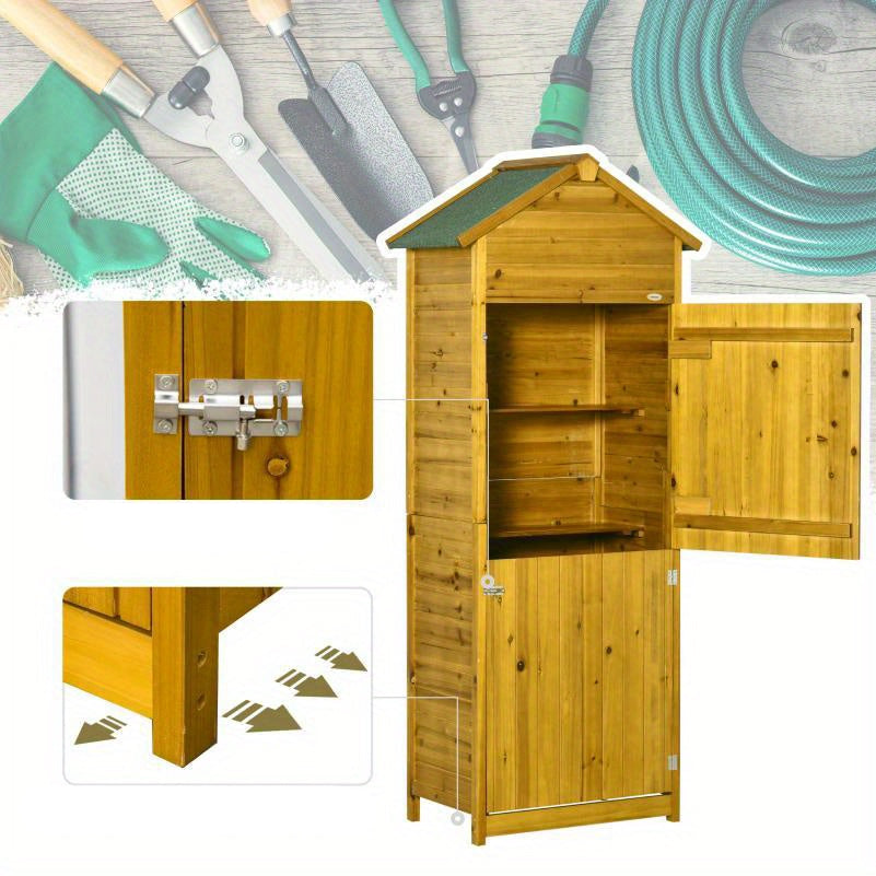 Houten Tuin Opbergkastje – Tuinkast – Buitenberging – Tuinkastje – Opbergkast – Weerbestendig Hout – Dubbele Deuren Met Slot – 79x49x191,5 cm – Robuust & Veilig