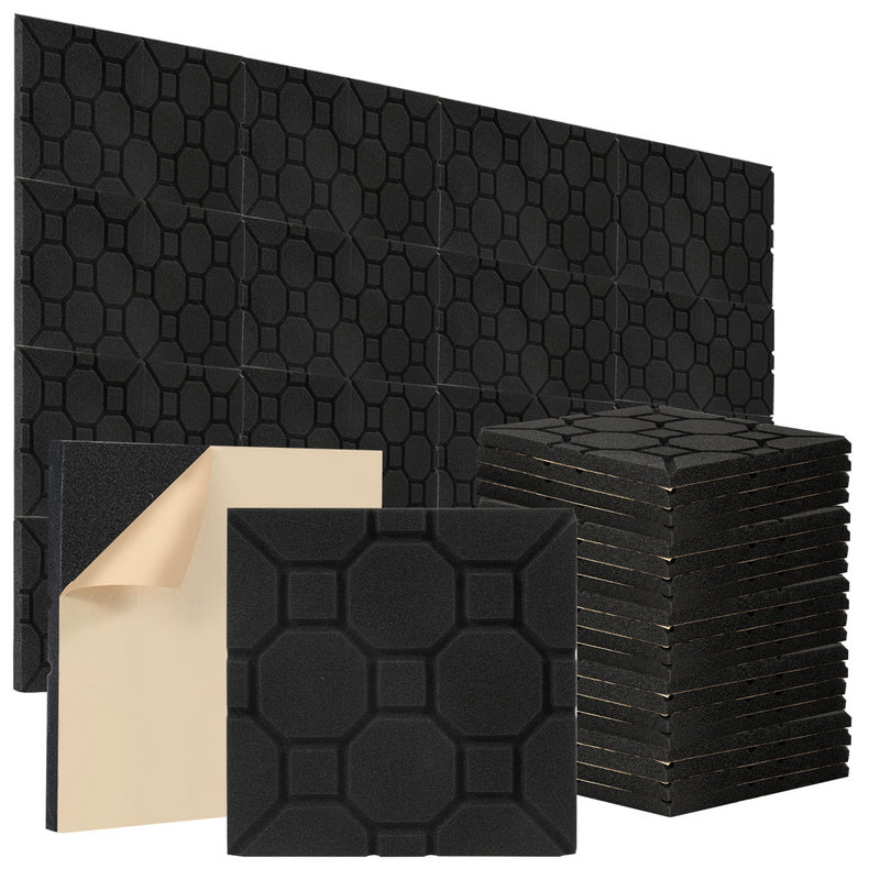 Geluidsisolatiepanelen – Akoestische Panelen – Geluidsabsorberende Wandpanelen – Zelfklevende Isolatiepanelen – Akoestisch Schuim – 24 Stuks – 30x30x2,5 cm – Effectieve Echovermindering