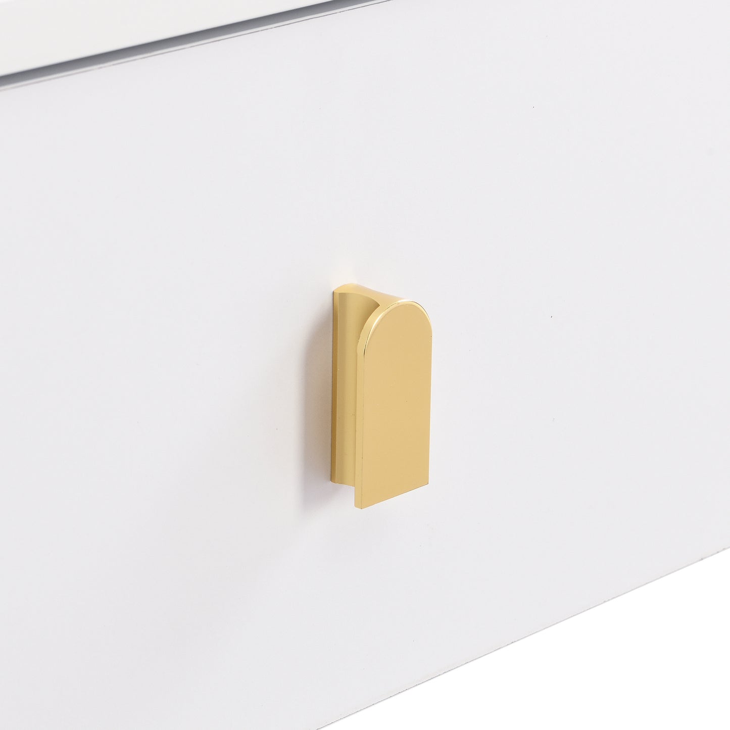 Salontafel Ovaal – Woonkamer Tafel – Koffietafel – Bijzettafel – Wit Met Gouden Details – 2 Opberglades – Afgeronde Hoeken – MDF 108 cm