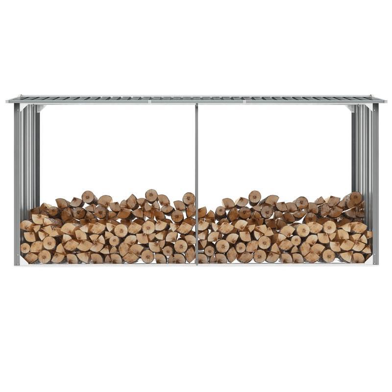 Houtopslag – Brandhoutrek – Haardhoutopslag – Houtberging – Houtrek – Gegalvaniseerd Staal – Groot Formaat 330x92x153 cm – Roestbestendig & Weerbestendig