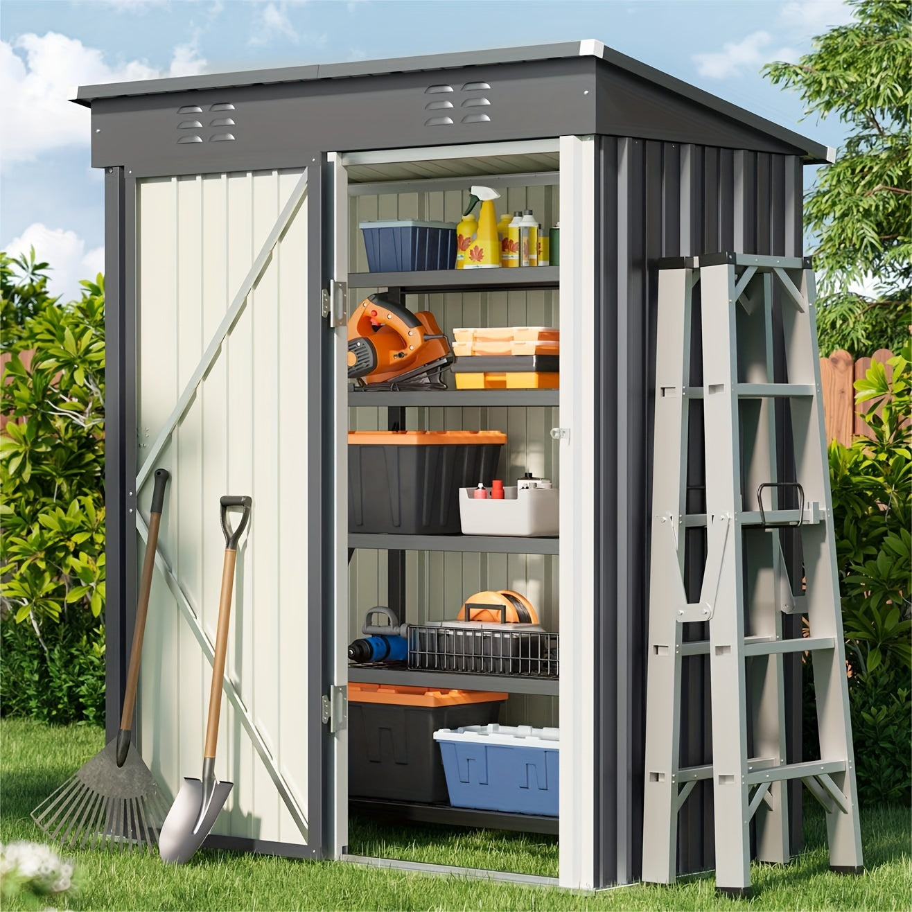 Metalen Tuinschuur – Opbergschuur – Gereedschapsschuur – Berging – Tuinberging – Gegalvaniseerd Staal – Compact Formaat 180x162x95 cm