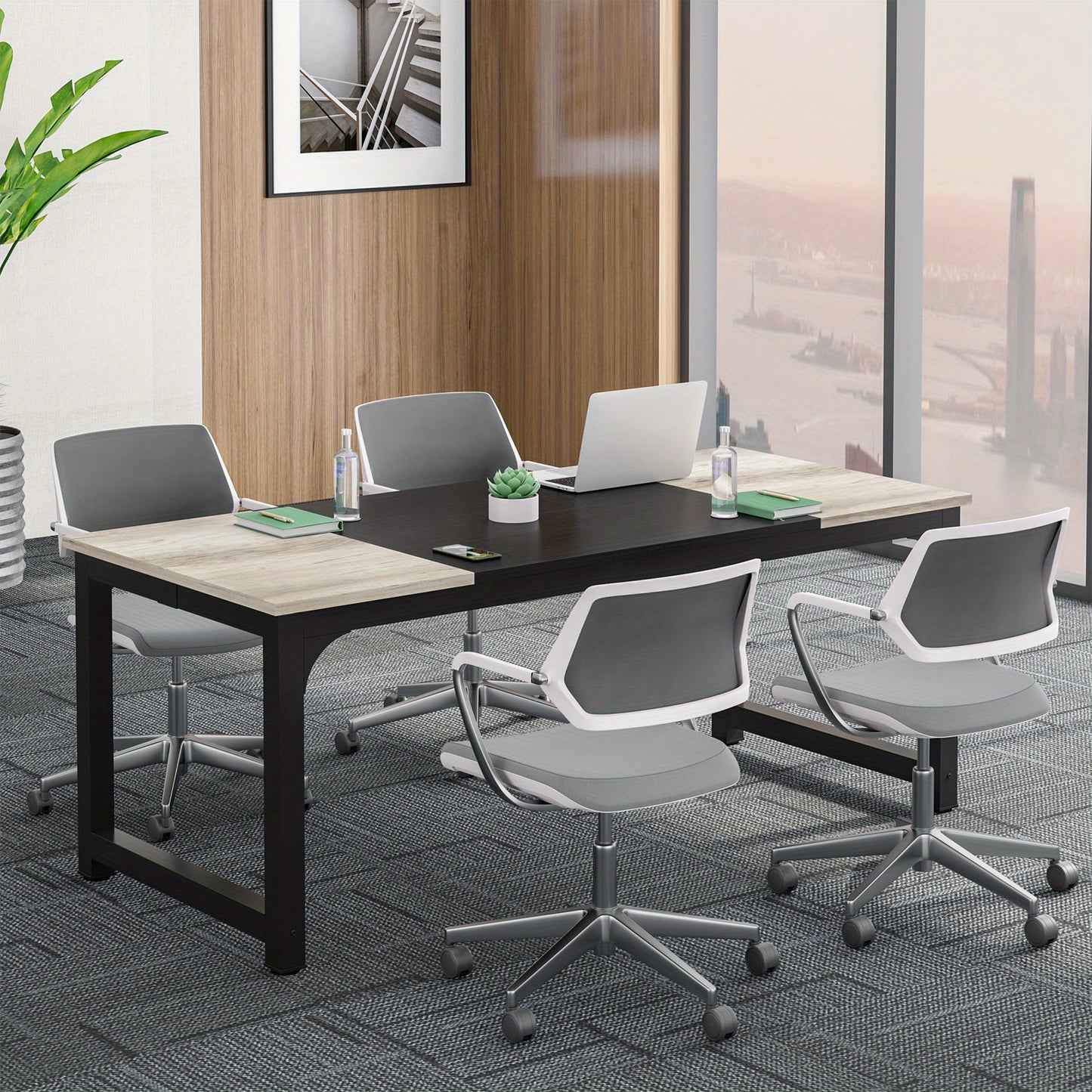 Bureau – Werkplek – Studietafel – Tafel – Industrieel Design – Extra Groot 180x80 cm – Stevig Metaal & Kunsthout – Geschikt Voor 6-8 Personen