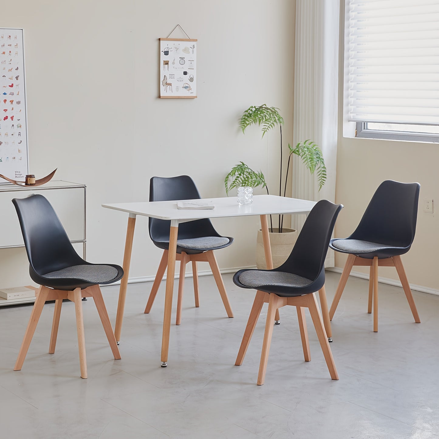 Eetkamerstoel – Stoel – Keukenstoel – Designstoel – Woonkamerstoel – Zwart – Stoffen Bekleding – Massief Beukenhout