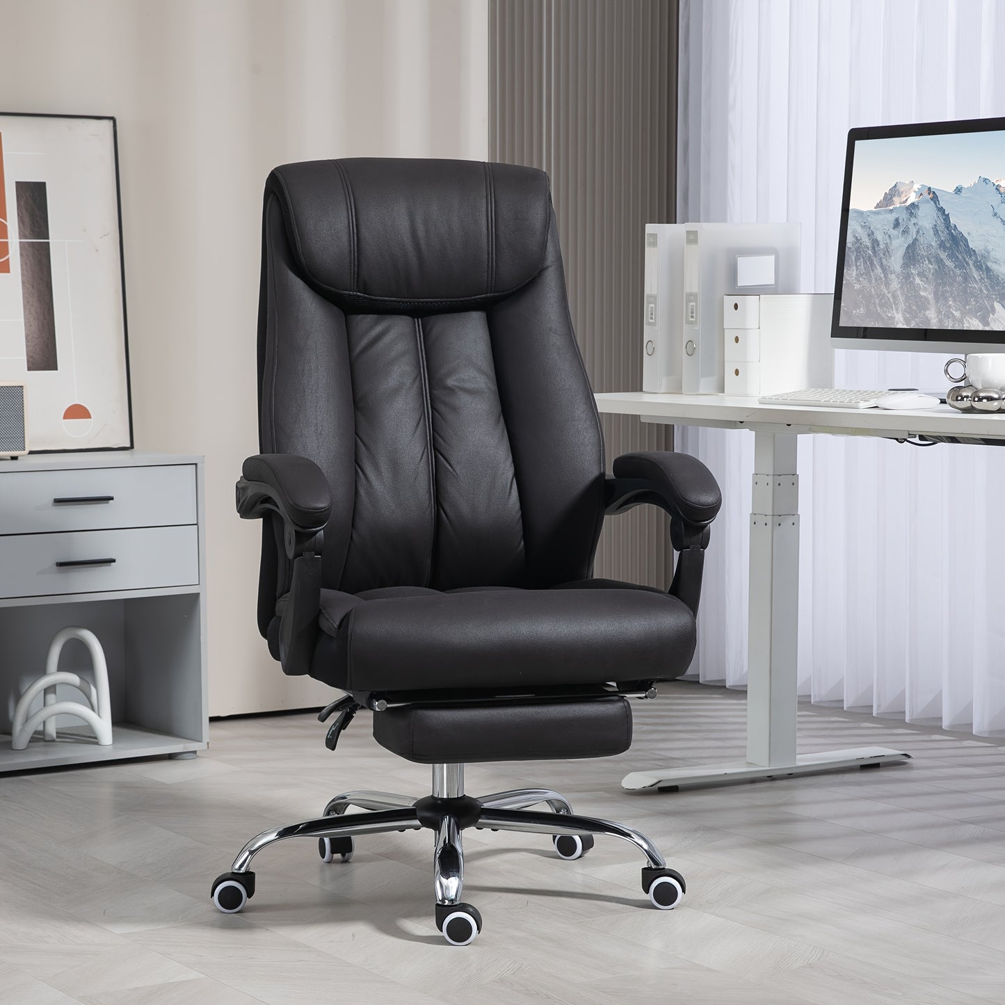 Ergonomische Bureaustoel – Bureaustoel – Werkstoel – Kantoorstoel – Directiestoel – Verstelbare Hoogte – Kantelfunctie 145° – Matzwart – Stevig Aluminium Frame – Max 120 kg Belastbaar