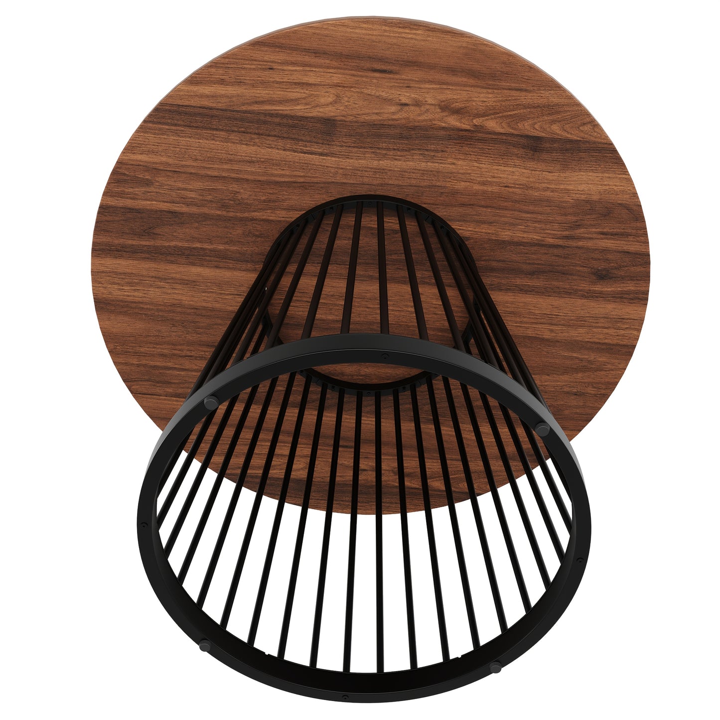 Contemporary Round Dining Table with Metal Legs - 80x80x76cm (27.5" Round), MDF Walnut Color Top & Black, 4-Person Capacity, Easy Assembly for Living Room & Dining Room, Dining Table for Living Room, Elegant Table Design
