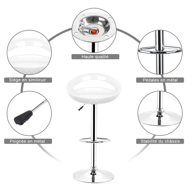 Barstoel – Barkruk – Barstoel Set – Keukenstoel – Barstoel Draaibaar – Verstelbaar – ABS Kunststof – Chrome Onderstel