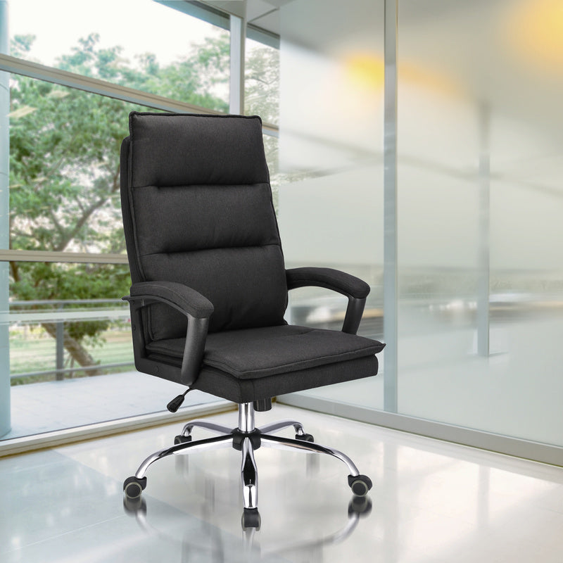 Bureaustoel – Kantoorstoel – Game Stoel – Office Chair – Gamestoel – Zwart Stof – Met Metalen Onderstel – Verstelbare Zithoogte
