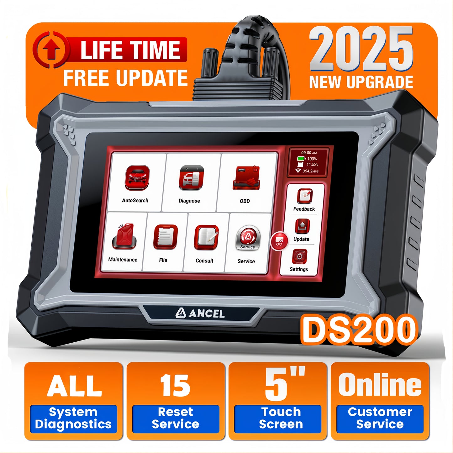 OBD2 Scanner – Diagnoseapparaat – Auto Uitlezer – Codelezer – Uitleesapparaat – 15+ Resetfuncties – Automatische Voertuigherkenning