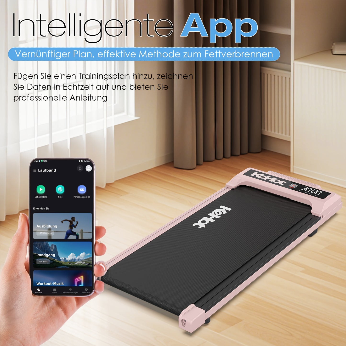 Loopband – Wandelband – Walking Pad – Wandelmachine – Treadmill – Inklapbaar – 12 Programma’s – Stil 0,6HP DC Motor – Compact Loopvlak 90x37,5 cm