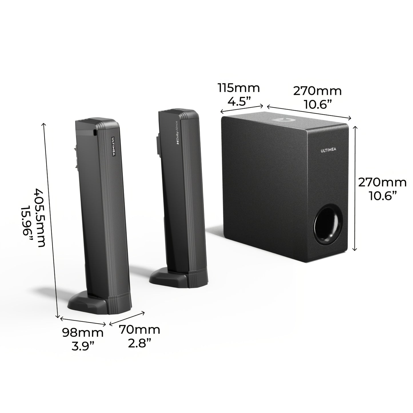 4.1-kanaals Soundbar – TV Speaker – Home Cinema Geluid – Surround Soundbar – Draadloze Soundbar – Dolby Atmos – 280W Piekkracht – Bass Boost & 3 EQ Modi