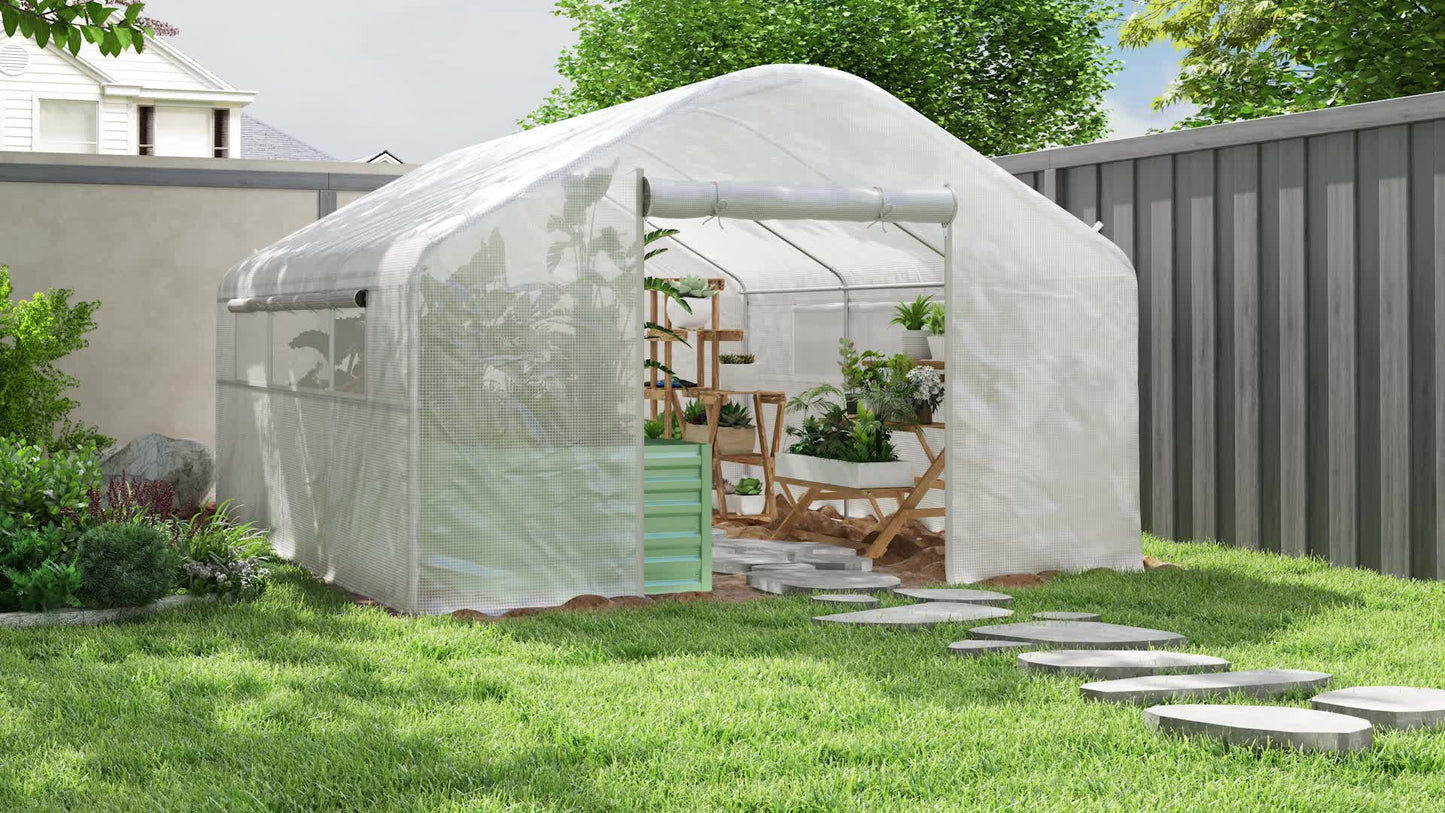 Kassen – Tuinkas – Groentetunnel – Kas – Tunnelkas – 12 m² – UV-bestendig PE 140 g/m² – Verzinkt Stalen Frame – Wit