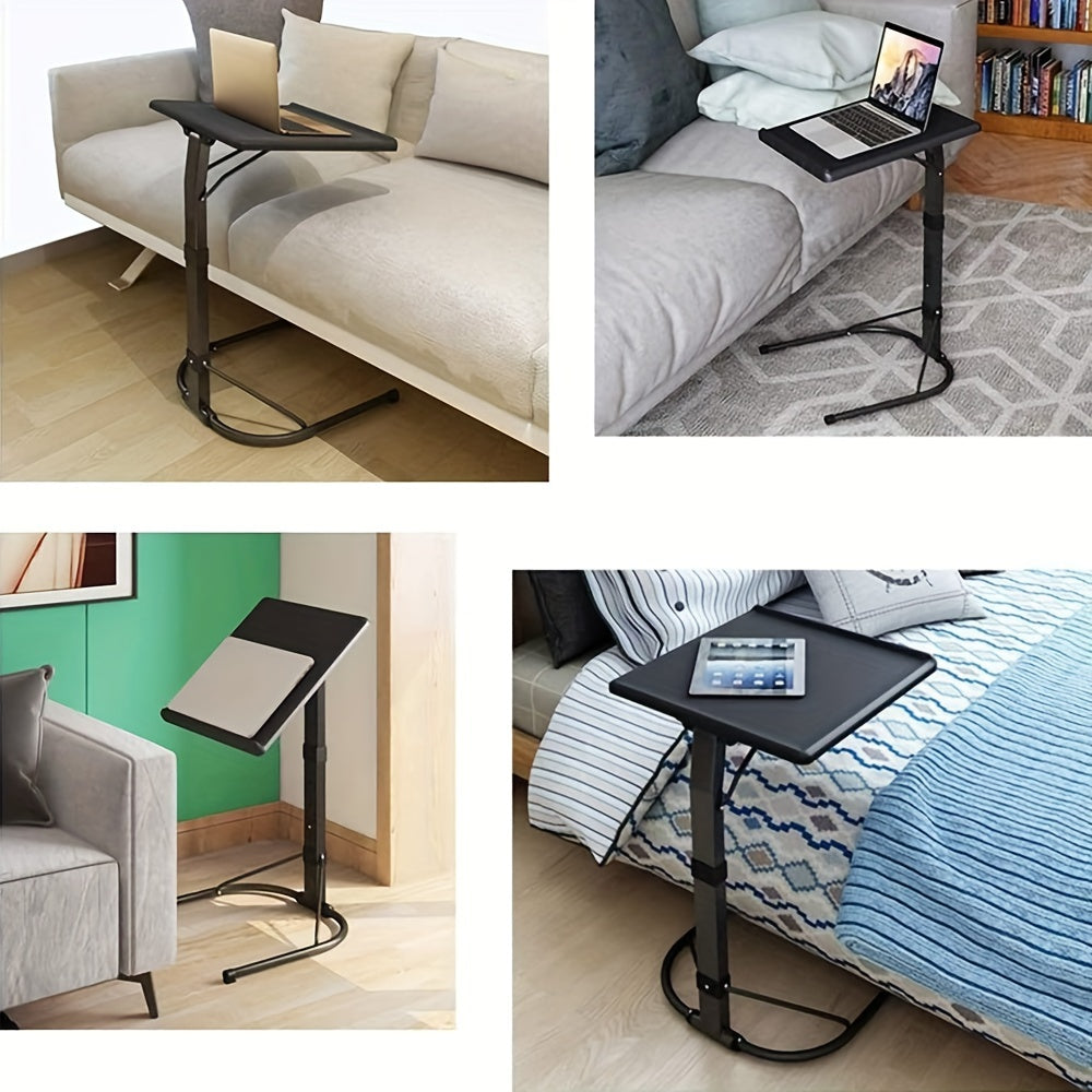 Inklapbare bijzettafel – Laptoptafel – Nachtkastje – Campingtafel – Verstelbare tafel – Verstelbare hoogte 63-76 cm – Compact en lichtgewicht