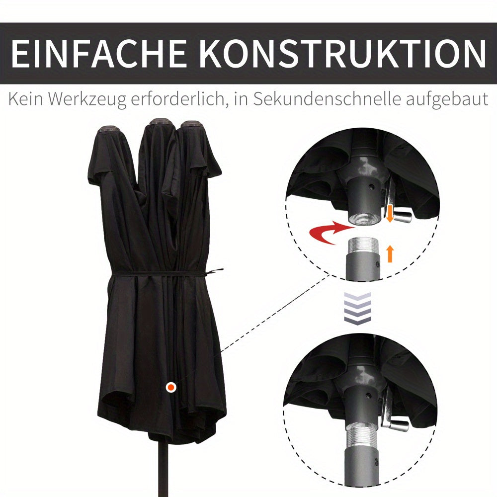 Parasol – Tuinparasol – Balkonparasol – Terrasparasol – Stokparasol – Ovaal 460x270x240 cm – Weerbestendig Stof – Stevige Handgreep
