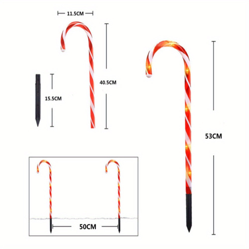 Kerstdecoratie Rode Candy Canes – Kerstversiering Buiten – Outdoor Kerstdecoratie – Tuindecoratie Kerst – Set van 10 – 53 cm Hoog – Weerbestendig Kunststof