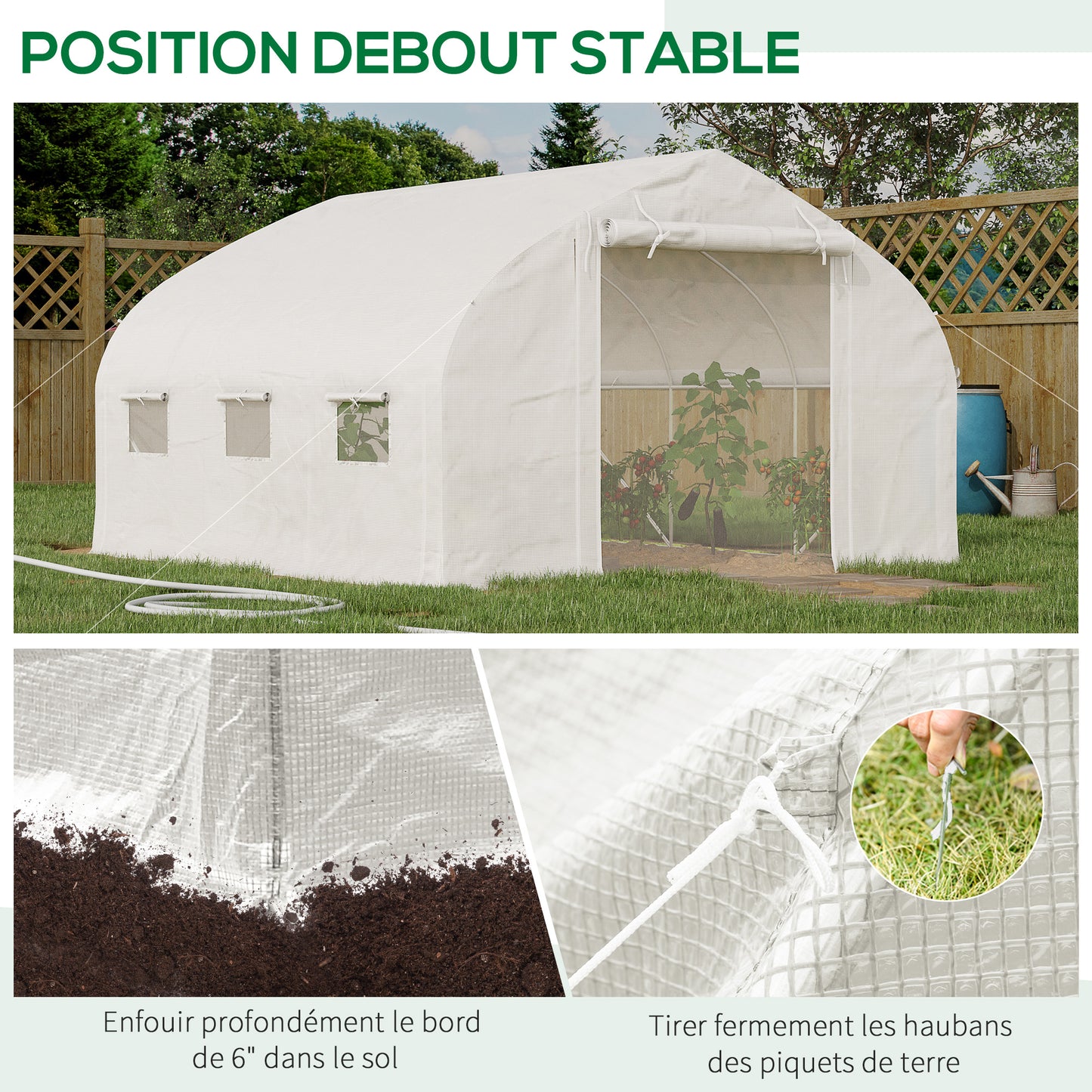 Tuinkas Tunneltent – Moestuin Kas – Groentekas – Kweekkas – Serre – Gegalvaniseerd Stalen Frame – UV-Bestendig PE Zeil 350x300x200 cm – 10,4 m²