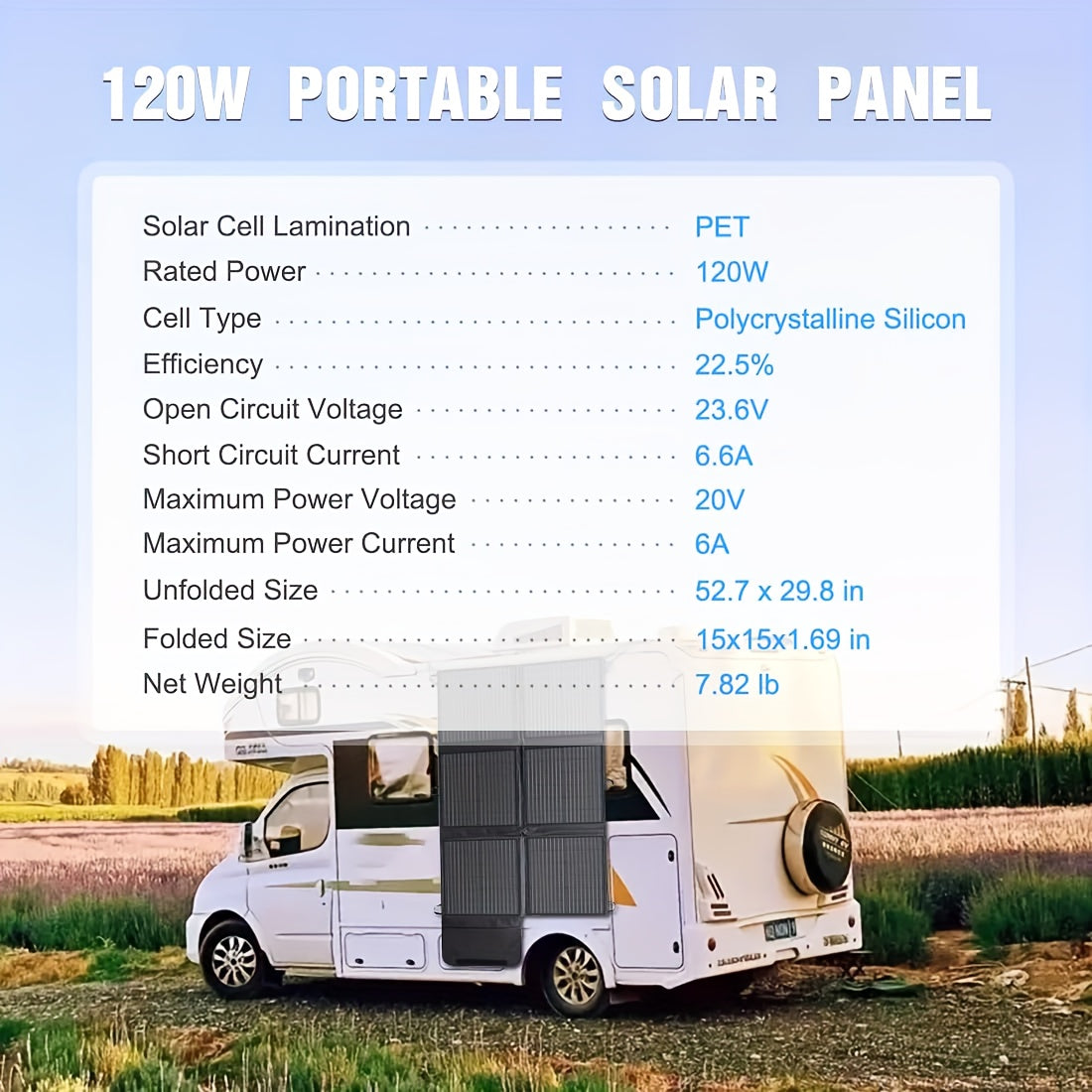 Draagbaar Zonnepaneel – Opvouwbaar Zonnepaneel – Solar Charger – Zonnecelpaneel – Camping Zonnepaneel – 120W Vermogen – 22,5% Hoge Efficiëntie – MC-4 en XT60 Connectoren